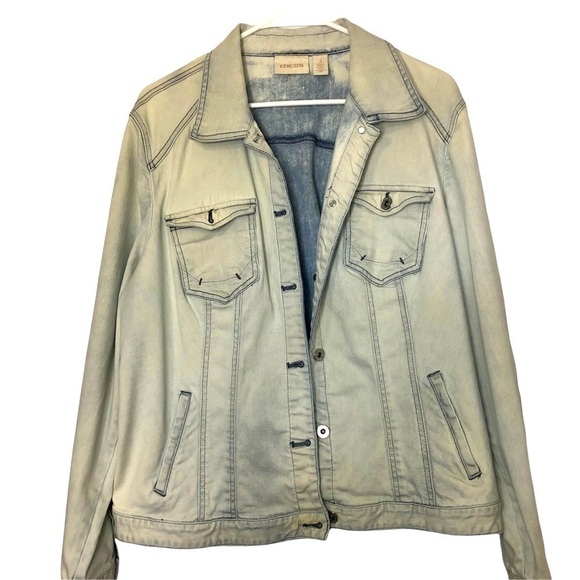 Chico’s Women’s Denim Jacket Acid washed Stonewashed Size 3 - Picture 1 of 6